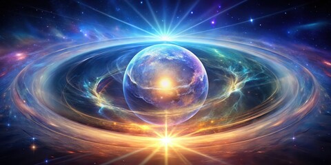 Obraz premium Celestial sphere with glowing aura and swirling cosmic energy, mystical energy, space, mystical energy