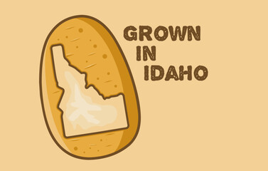 Idaho Map in Potatoes with Text Grown in Idaho Perfect for Print, Apparel, etc