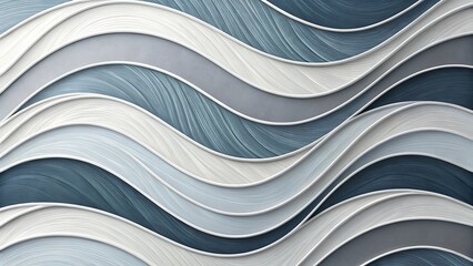 Serene blue and white wave abstract art design elegant flowing lines pattern calming textured background in soft hues modern minimalist style
