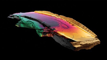 Vibrant Artistic Mineral Formation with Glossy Texture and Colors