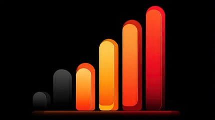 Vibrant Colorful Bar Graph Displaying Growth Progress on Black Background