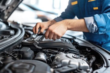 Obraz premium Mechanic working on car engine (3)