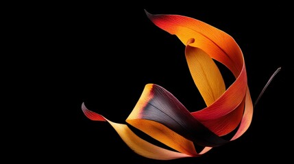 Vibrant Colorful Petals Flowing Gracefully Against Black Background