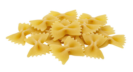 A cluster of golden bow tie pasta meticulously arranged on a stark black backdrop