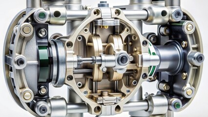 Diaphragm pump's moving parts under magnification, mechanism, mechanical,  mechanism, mechanical, gear