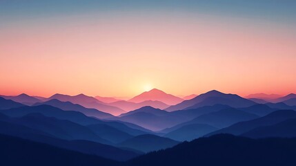 Obraz premium Serene Sunset Over Rolling Mountain Ranges