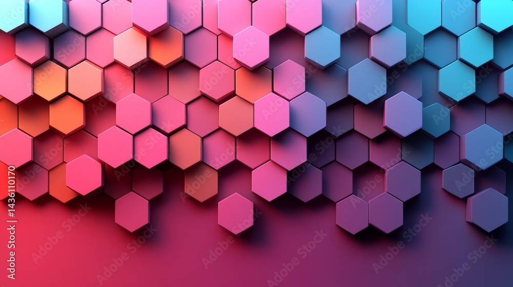 Aufkleber hexagon pattern: a captivating display of gradient colored hexagon shapes forming a contemporary and
