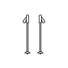 Ski poles outline icon silhouette in black