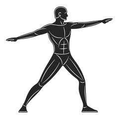 Stretching Male Silhouette in Minimalist Fitness Design