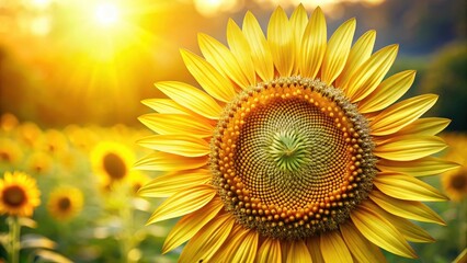 Fototapeta premium Golden Sunflower with Fractal Pattern in Nature , plant details
