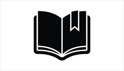 Open Book Silhouette Icon Reading Education Literature Vector Illustration