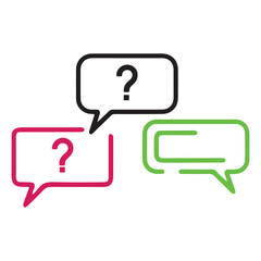 Question Speech Bubbles Vector - Inquiry Design Elements. question, mark, speech, bubble, chat, talk, ask, answer