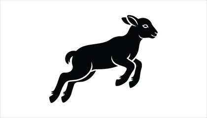 Jumping Lamb Silhouette Farm Animal Baby Sheep Vector Illustration © Creative Tania