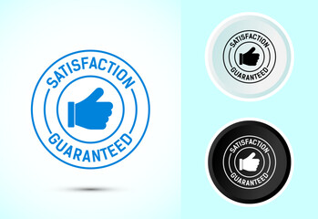 Satisfaction guaranteed icon design illustration, 100 percent satisfaction badge label sign in color, black and white