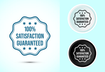 Satisfaction guaranteed icon design illustration, 100 percent satisfaction badge label sign in color, black and white