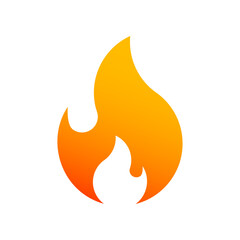 Fire icon. Flame gradient orange red symbol. Vector sign. The bonfire campfire logo. Isolated on a white background. Editable ones.