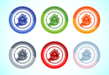 Home care icon design illustration, House care logo icon, 6 color button design set