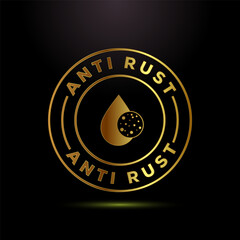 Anti rust icon design illustration. Anti oxidation sign, Rust resistant  symbol in gold color style