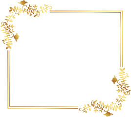 golden frame with leaves Rectangle Floral Frame Element