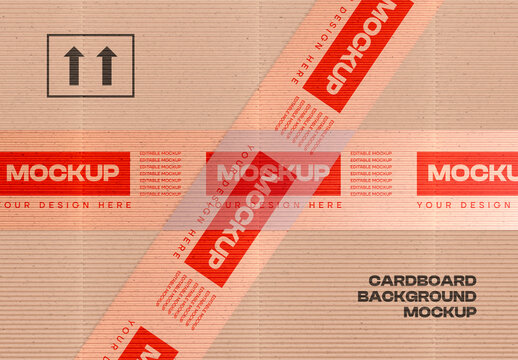 Packaging Tape with Cardboard  Background Mockup