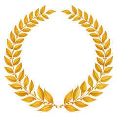 Laurel wreath in yellow vector graphic,simple flat design,clipart,PNG,transparent background.