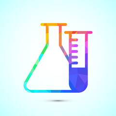 Lab flask icon design illustration, chemical flask icon sign symbol in low poly style
