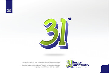 31st Anniversary 3D Number with Silver Jubilee Design in Pear Green and Violet Blue