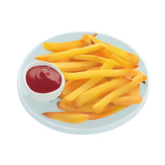 french fries with ketchup
