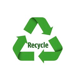 Obraz premium A green recycle symbol with arrows and the word recycle in the center on a white background image