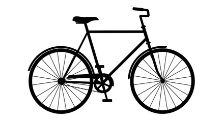 A silhouette of a vintage bicycle with curved handlebars and a classic frame on a white backdrop