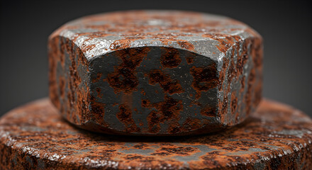 Extreme Close Up Of Aged Rusty Metal Bolt And Nut Detailed