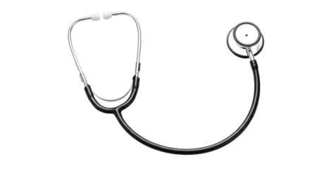 An elegant stethoscope against stark blackness a tool for healing