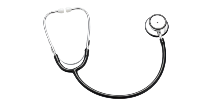 An elegant stethoscope against stark blackness a tool for healing
