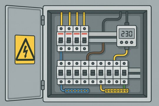 Simple Electrical Panel Diagram with Circuit Breakers and Wires