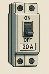 Obraz premium Simple Circuit Breaker Illustration with On and Off Switch Position