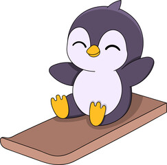 Cute Cartoon Penguin Surfing Happy Holiday Theme