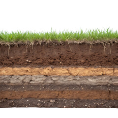 Cross section of soil layers showing topsoil, subsoil, and bedrock.