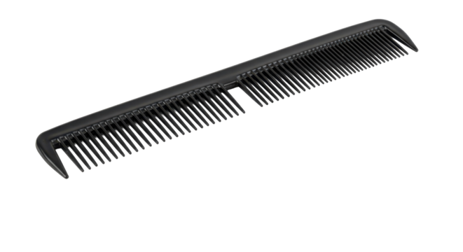 Black combs teeth stand out against darkness a hair tool in a minimalist setting