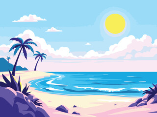 tropical beach with palm trees