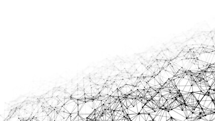 Black network connection style background. Abstract pattern with points and lines. Digital futuristic backdrop. Big data visualization. 3D rendering.