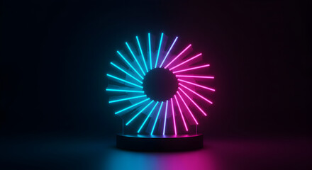 Radiant Spectrum Circular Display With Neon Glow Effects