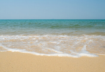 Horizon beautiful landscape summer season panorama tropical sea beach white sand clean blue sky background calm no people nature ocean soft wave water travel at Sai Kaew Beach island sun day time