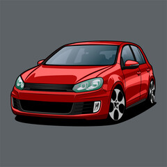 Fototapeta premium A shiny red sport automobile vector design showcases speed and classic style
