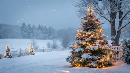 christmas tree in the snow