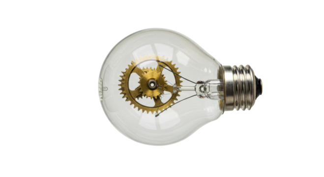 Isolated Light Bulb Enclosing Intricate Gear System