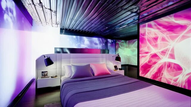 Step inside a stunning cyberpunk-inspired condo showcasing elegant living spaces, creative interior design, and high-quality furniture for luxurious comfort