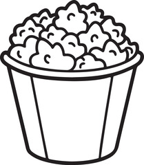 bucket of spicy fried chicken line art, black outline, vector and illustration, coloring book page line art drawing