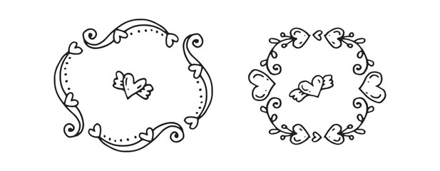 Set Hand drawn wedding album ornaments