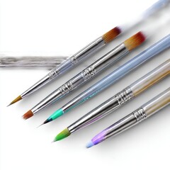 Fototapeta premium Paintbrushes with colorful tips isolated on white background