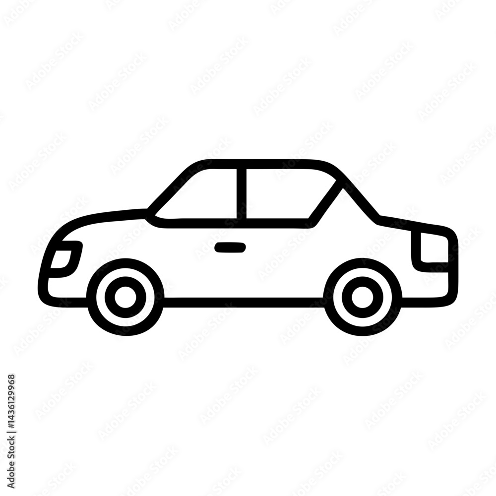 Poster simple automobile outline with two wheels shown in a side view on a white background design element